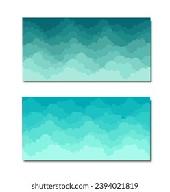 Die Kollektion Himmel und Wolken, Schöner Himmelshintergrund, Stilvolles Design mit einer Wohnung, Cartoon Poster, Flyer, Postkarten, Webbanner. Urlaubsstimmung, luftige Atmosphäre. Große Größe. Vektorgrafik.