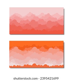 Collection Sky and Clouds, Beautiful sky Background, Stylish design with a flat, cartoon poster, flyers, postcards, web banners. holiday mood, airy atmosphere. Wide Size. Vector illustration.
