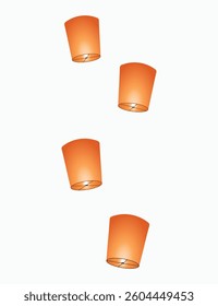 collection of sky lantern on the sky illustration