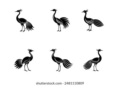 A collection of sleek, elegant bird silhouettes perfect for artistic and decorative projects