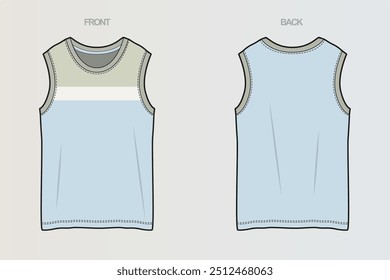 Uma coleção de desenhos CAD de camiseta sem mangas e com capuz mostrando vários projetos de corte e costura e variações de estilo para aparência versátil e moderna. Para meninos, homens, meninas ou mulheres