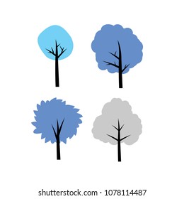 Collection of small cute modern cartoon tree
