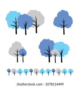 Collection of small cute modern cartoon tree
