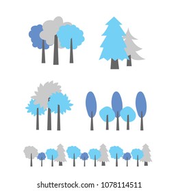 Collection of small cute modern cartoon tree

