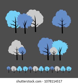 Collection of small cute modern cartoon tree
