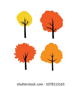 Collection of small cute modern cartoon tree
