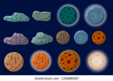 A collection of small planets and asteroids. Vector illustration