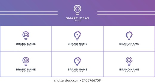 collection of Smart bulb lamp logo design vector