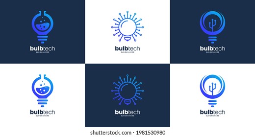 Colección de la plantilla de diseño del logotipo de tecnología de bulbo inteligente