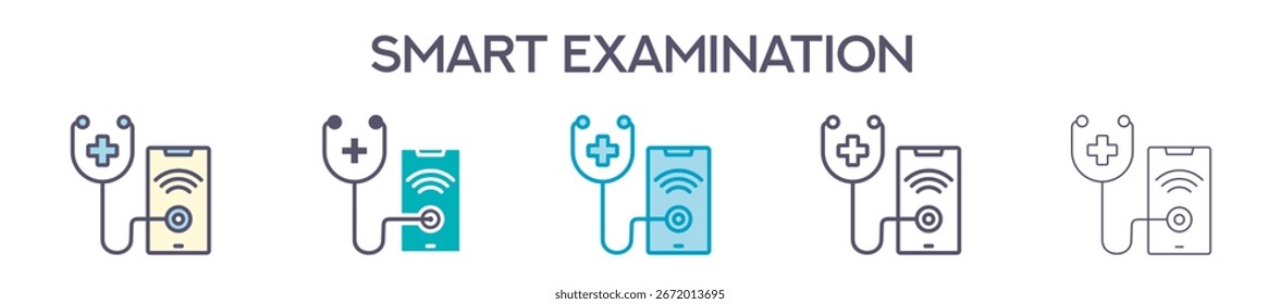 A collection of Smart Examination icons designed in multiple styles including flat color, duotone, glyph, outline, and lineart. Can be used for mobile, ui, web.