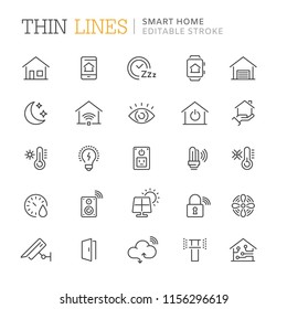 Collection of smart home line icons. Editable stroke