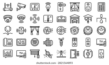 Collection of smart home technology icons in a vector illustration style