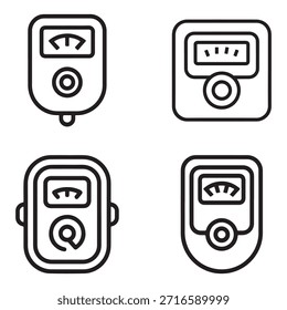 A collection of smart meter icons presented in a clean outline style, emphasizing a prominent silhouette for clear visual representation.