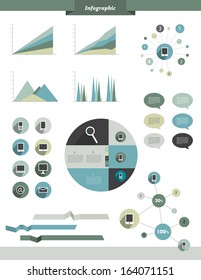 Collection of smart phone communication elements. Set of buttons, charts, ribbons, networks. Infographic for print or web. Can be used for annual report.