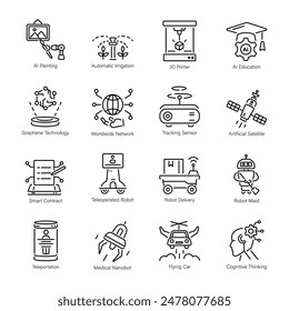 Collection of Smart Technology Linear Icons 

