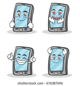 Collection of smartphone cartoon character set