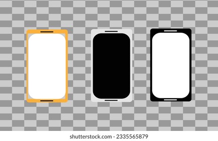 Collection smartphone mockup for business promotion template with frame colorful display and transparent background