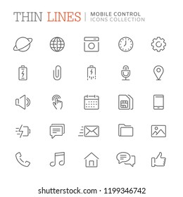 Collection of smartphone related line icons