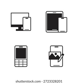 Colección de iconos de glifos de smartphone y tableta