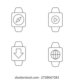 Coleção de ícones de smartwatch para navegação e Internet