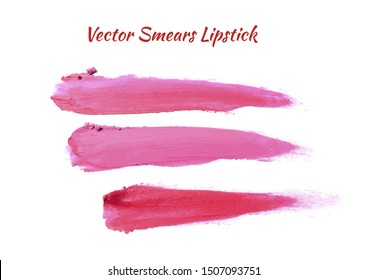 Collection Of Smears Lipstick. Stroke Of Lipgloss Or Liquid Nail Polish Swatch Smudge Sample. Element For Beauty Cosmetic Design