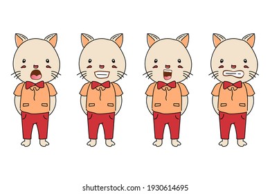 Collection smile cartoon character animal cat