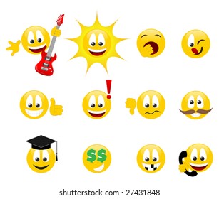 Collection of smileys. Vector illustration.