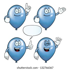 Collection of smiling party balloons with various gestures.