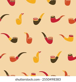 Collection of Smoking Pipe Vector Seamless Pattern illustration Design