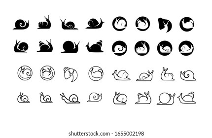 collection of snail silhouette  logo icon designs vector