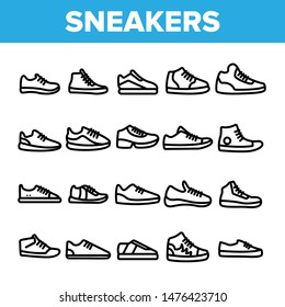 Collection Sneakers Thin Line Icons Set Stock Vector (Royalty Free ...