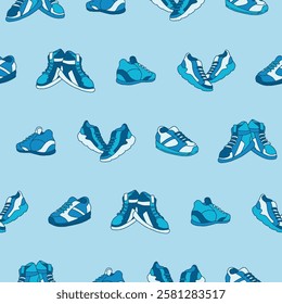 Collection of Sneakers Vector Seamless Pattern illustration Design