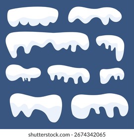 Coleção de bonés de neve e bicicletas para decorar texto, telhados e banners. Perfeito para ilustrações de inverno, design sazonal e gráficos de Natal.