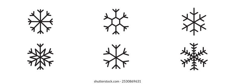 COLECCIÓN DE SNOW FLAKE ICON. VECTOR DE CONJUNTO DE SÍMBOLOS DE INVIERNO