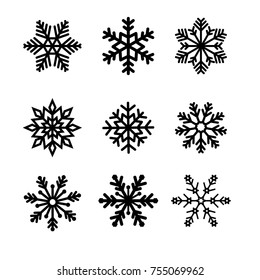 COLLECTION OF SNOW FLAKE ICON. WINTER SYMBOL SET VECTOR