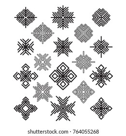 Collection of snow flakes made in vector. Line style template for your winter design.