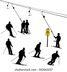 collection of snowboard, skiers