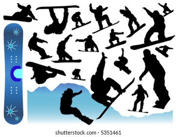 collection of snowboard vector