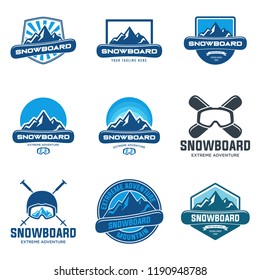 Collection Snowboarding Logos Winter Outdoor Activity Stock Vector ...