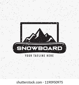 Collection of snowboarding logos. Winter outdoor activity emblems and symbols in retro style. Extreme sport.