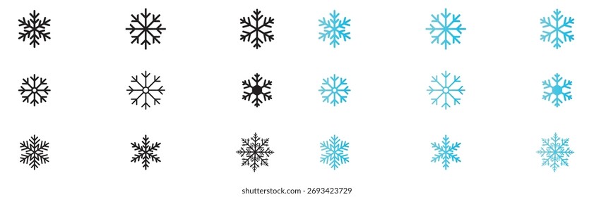 Sammlung von Schneeflocken-Symbol einzeln auf weißem Hintergrund