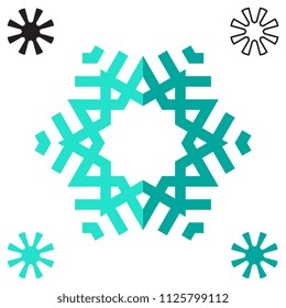 Collection of snowflake icons isolated on white background. Snow flake elements for winter design and decoration. Refrigerator vector symbol or logo set