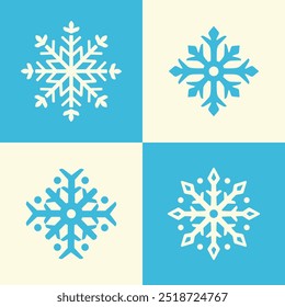 Collection of Snowflake Ornament Illustrations. Designed for versatility, it’s simple, scalable, and often used in freeze appliances, seasonal graphics, or weather-related visuals.