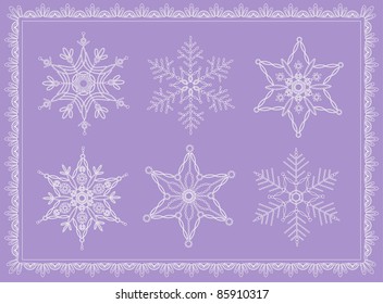 collection snowflake stylized under lace, set 1