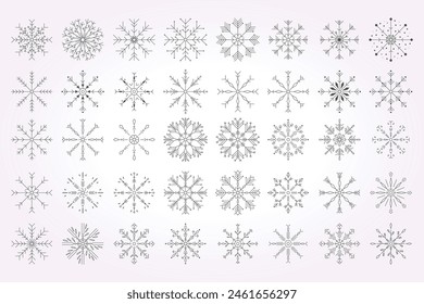 collection of snowflake template line art icon designs. crystal vector simple elements. snow pack design