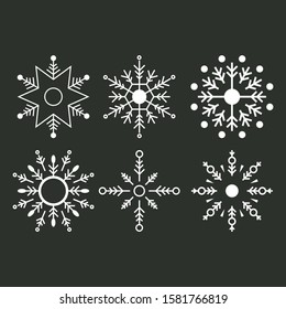 Collection of Snowflake vector design in gold and white color. Snowflake with text design banner. Illustration for decoration, pattern, poster, flyer, social media post