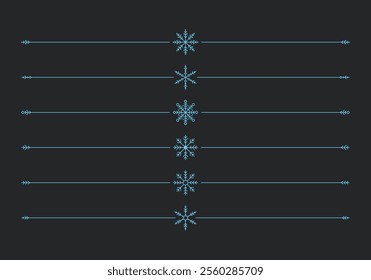 collection of snowflakes border line divider winter design style decoration