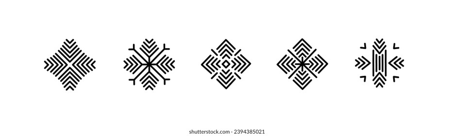 Collection of snowflakes icons. Linear, set of snowflakes for design, Christmas snowflakes. Vector icons