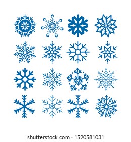 Collection of snowflakes for New Year and Christmas.
Vector illustration isolated on white background. icons, silhouette, crystalline element.
Vector wrapping paper design, greeting card, invitation, 