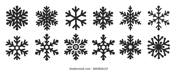 Collection of snowflakes set vector icon
